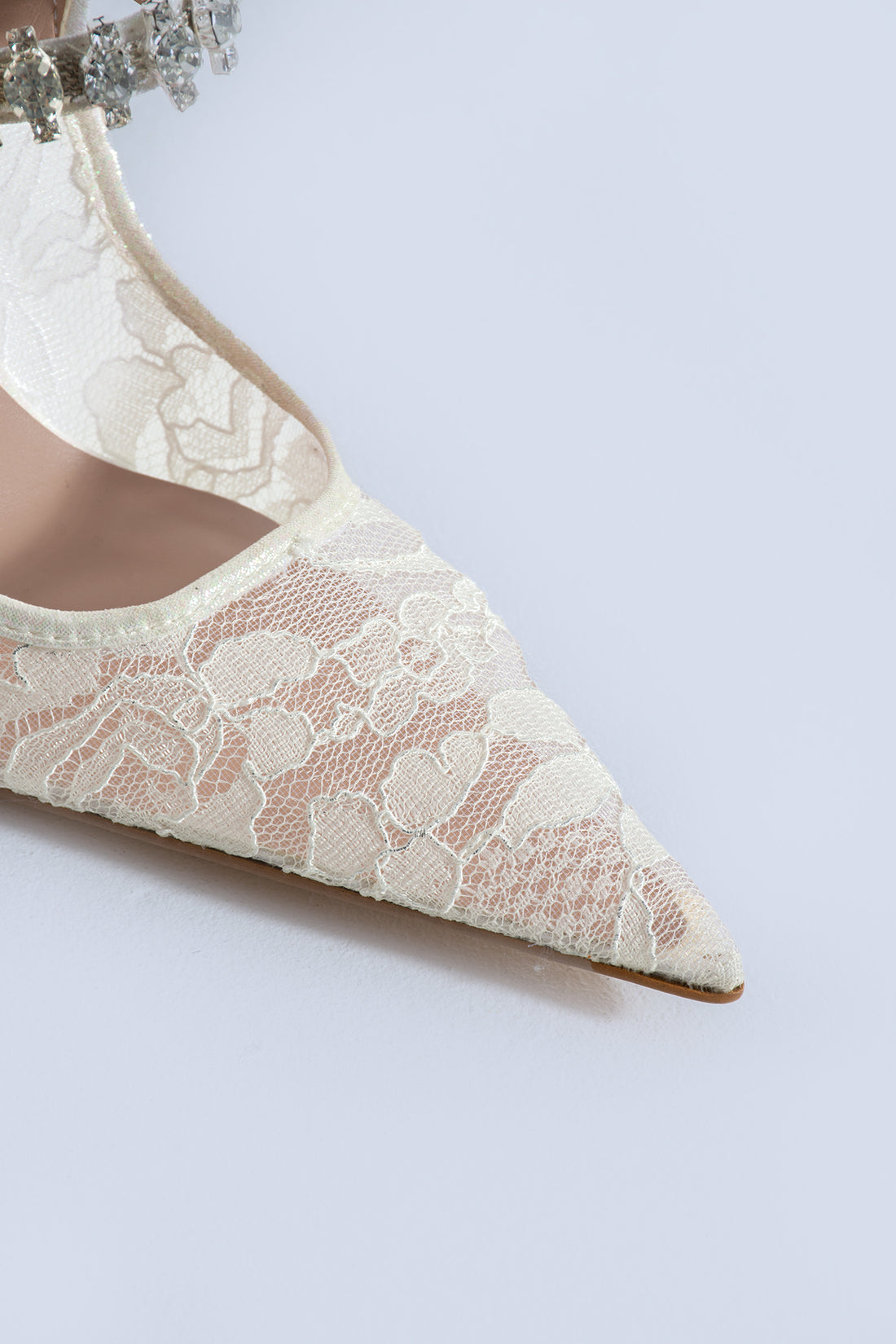 Serephine Lace Pearl Mules Heel 100