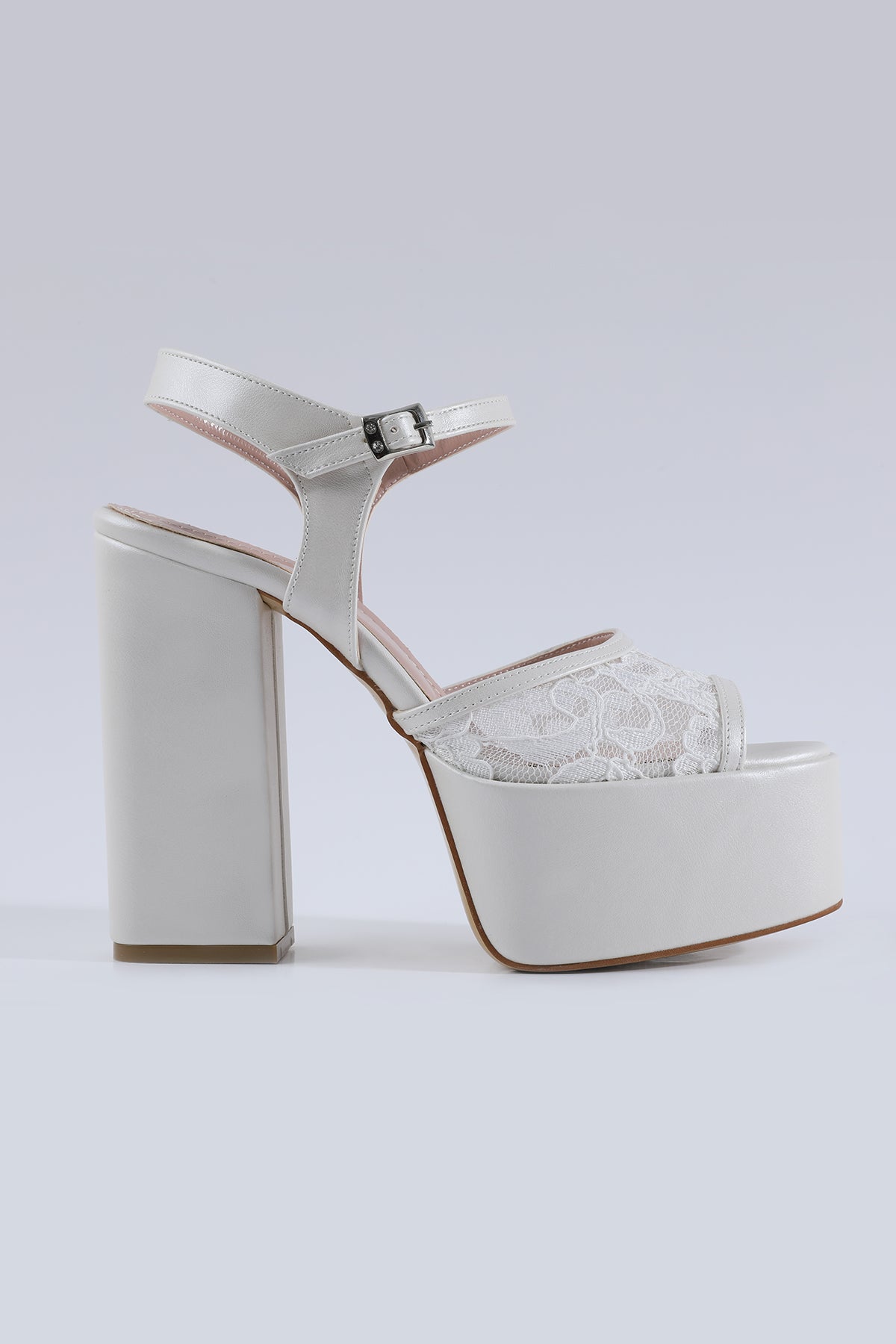 Sienna Lace Detail High Platform Bridal Shoes