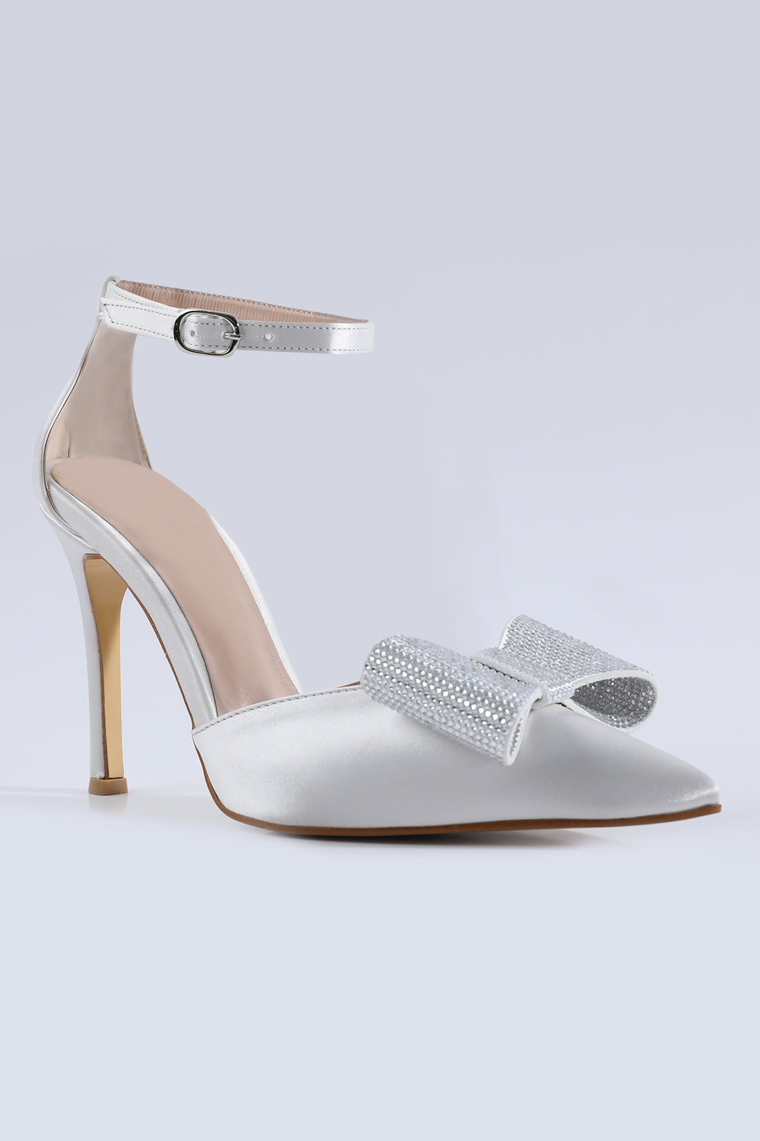 Amour Front Bow Detail White Heels