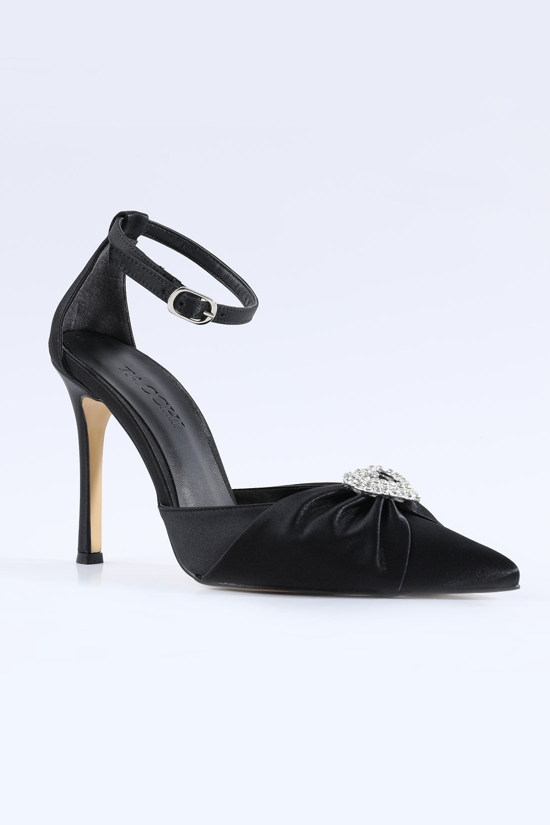 Amora Heart Detail Black Heeled Shoes