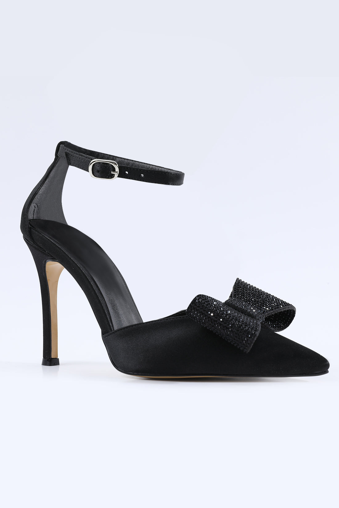 Amour Front Bow Detail Black Heels