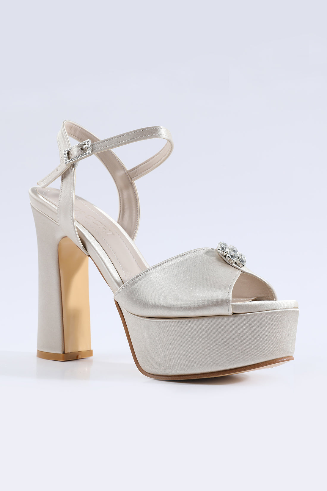 Perla Stone Embellished Platform Nude Heels