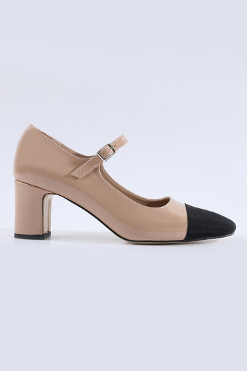 Marcelline Salmon Toe Detail Belted Patent Leather Shoes