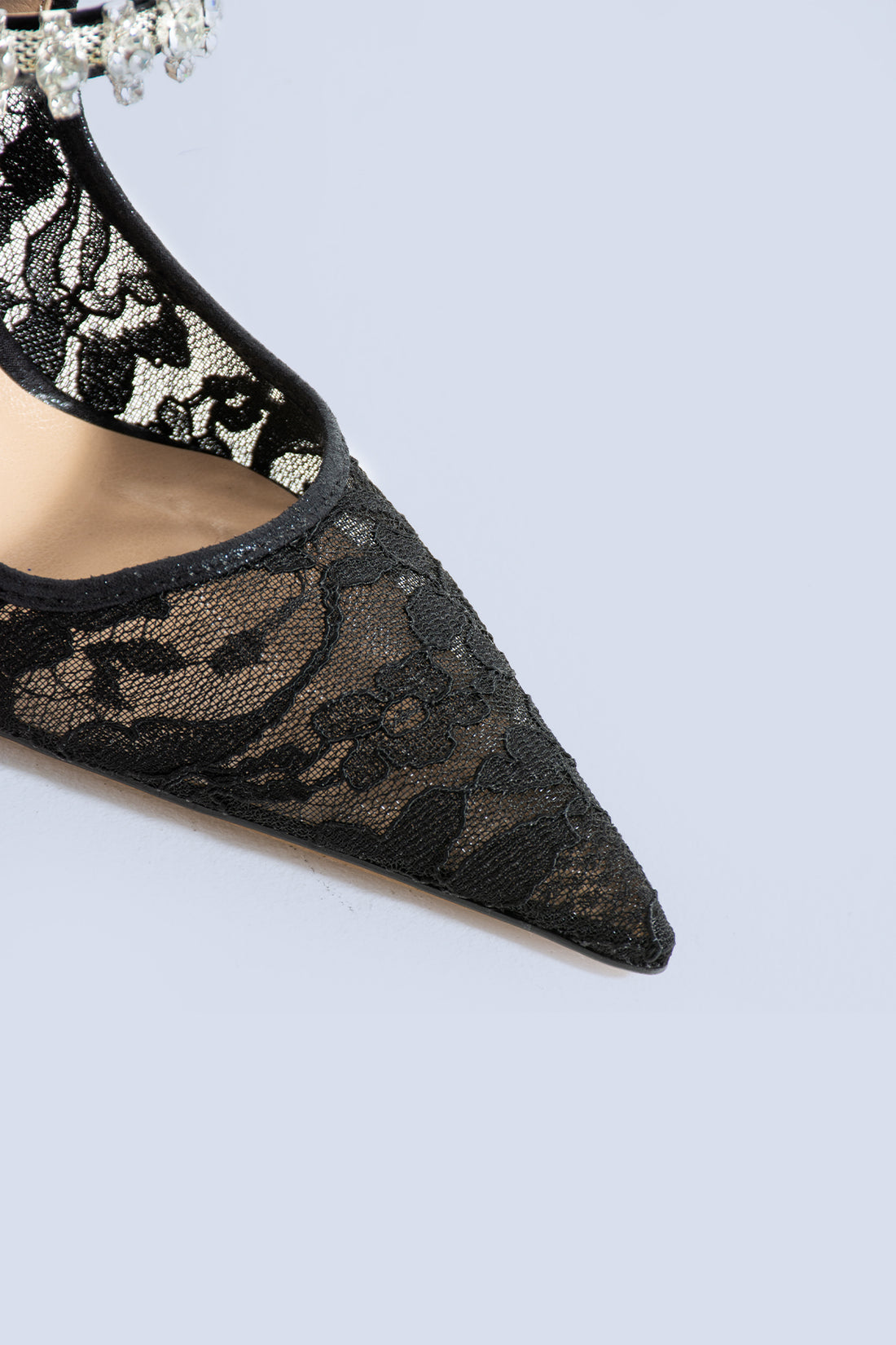 Serephine Lace Black Mules Heel 100