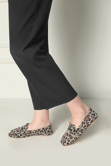 Feline Women's Leopard Print Black Loafer Flats