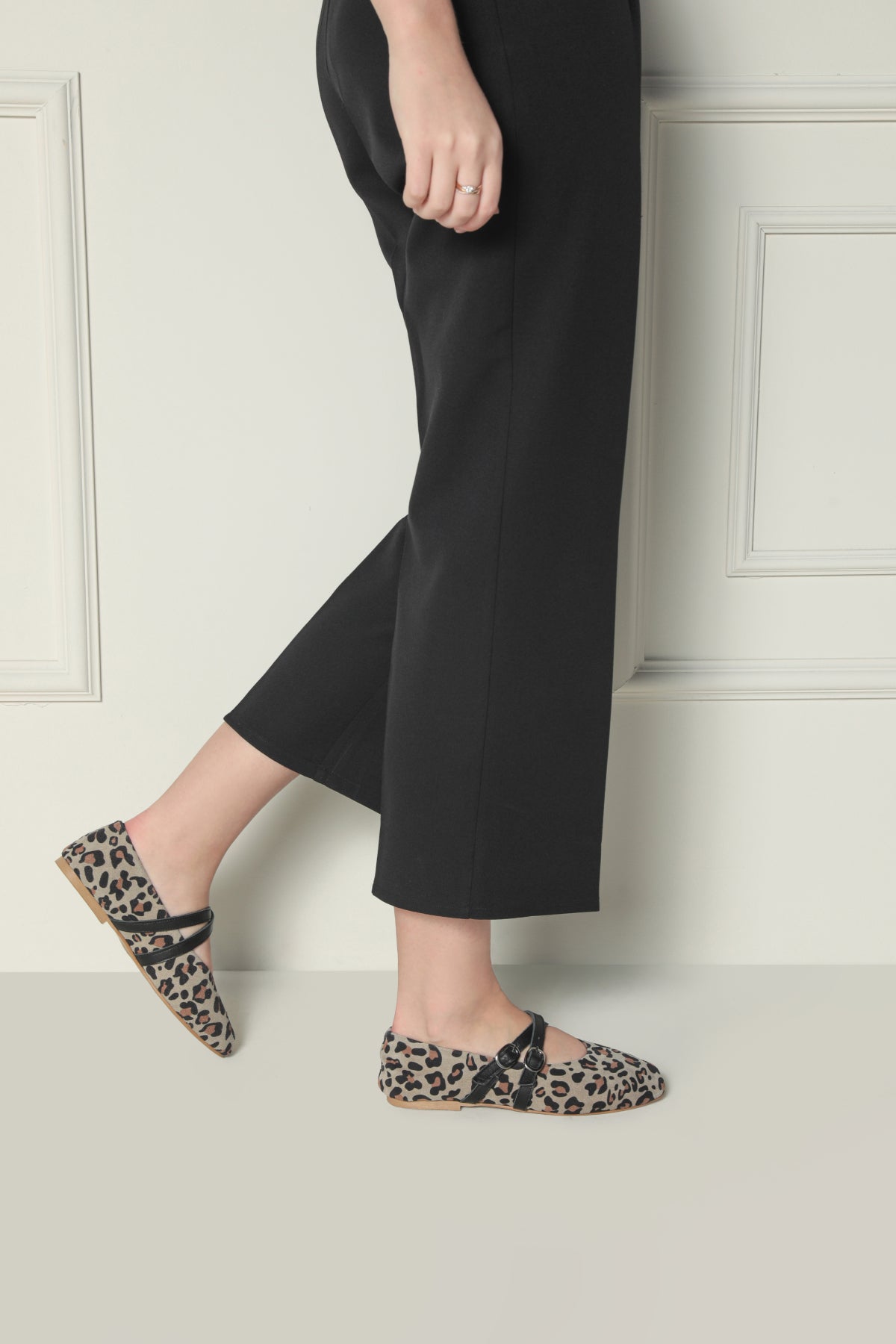 Savanna Leopard Print Strap Detail Women's Flats