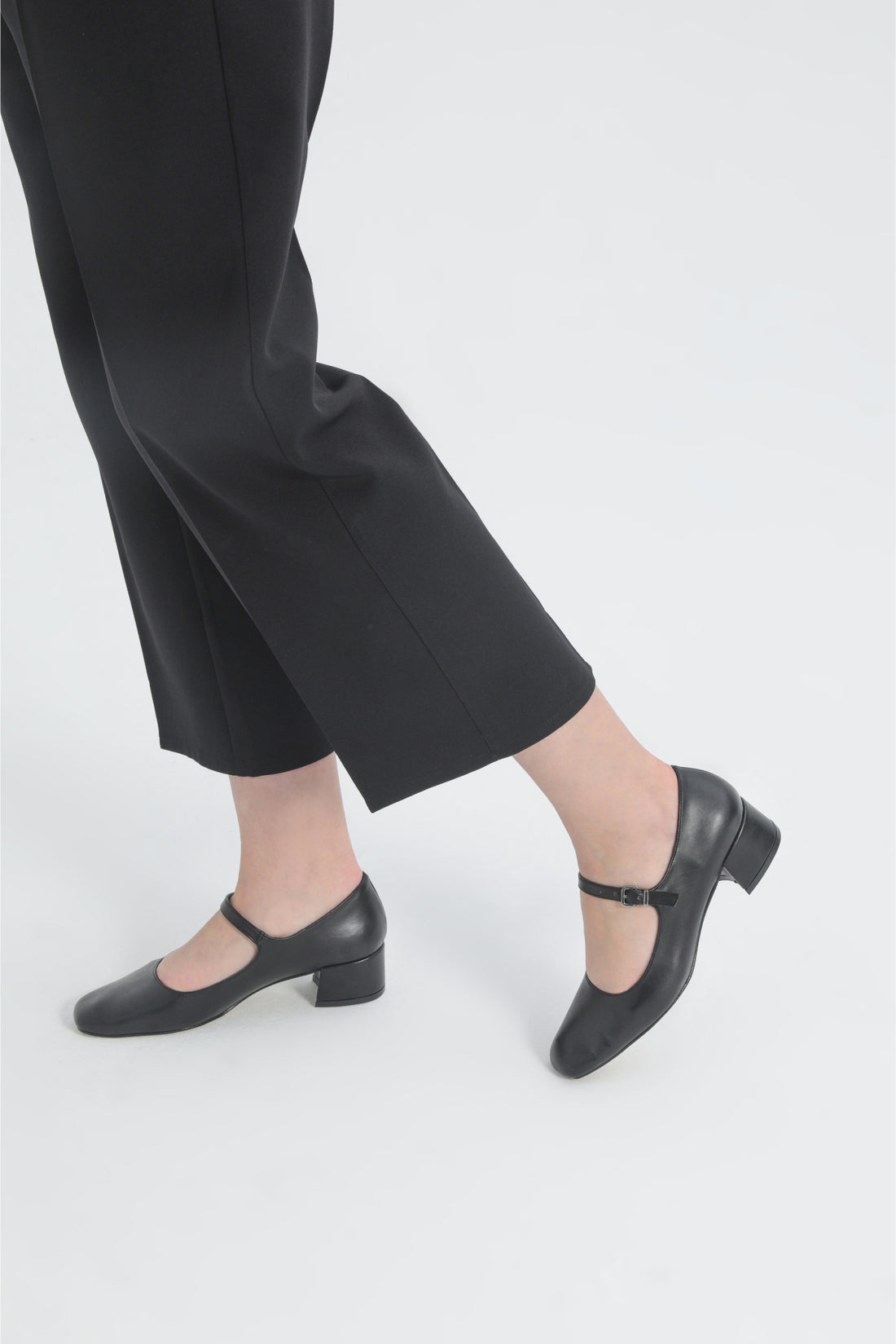  Diana Strap Detail Low Heel Black Shoes