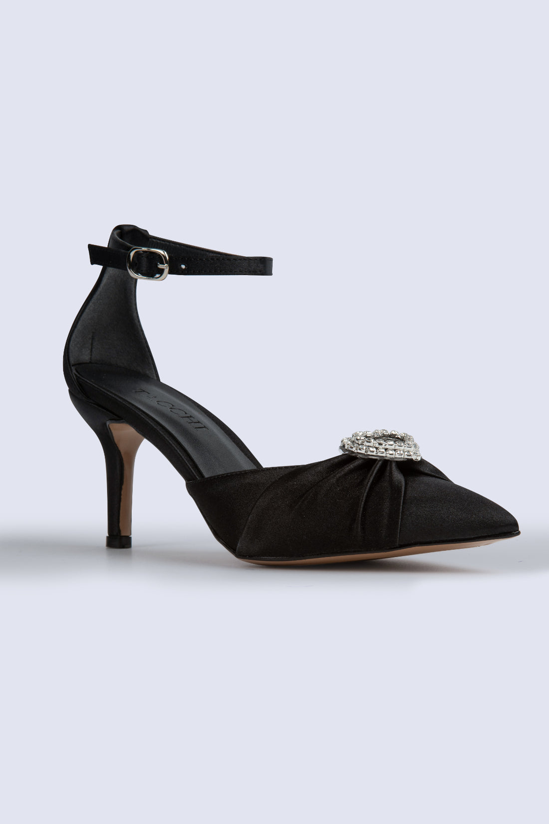 Helen Heart Detailed Short-Heeled Black Evening Shoes