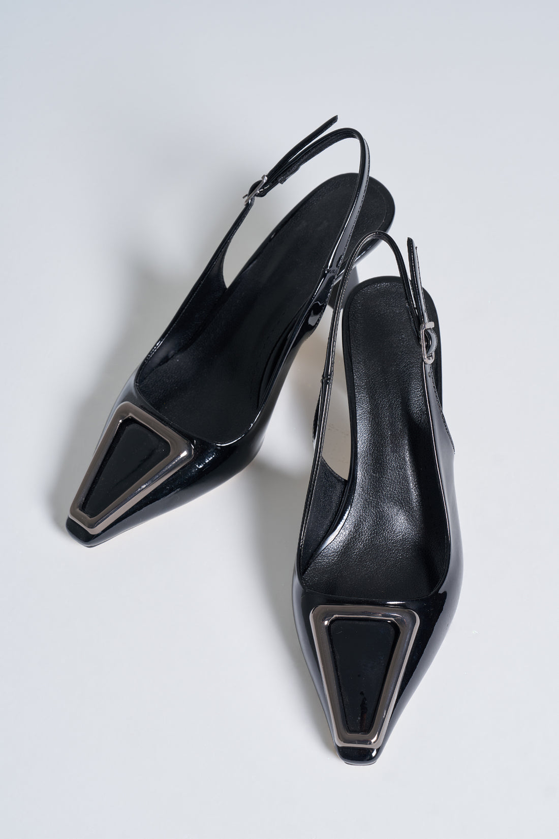 Majesty Trok Detail Slingback Closure Black Heeled Shoes.