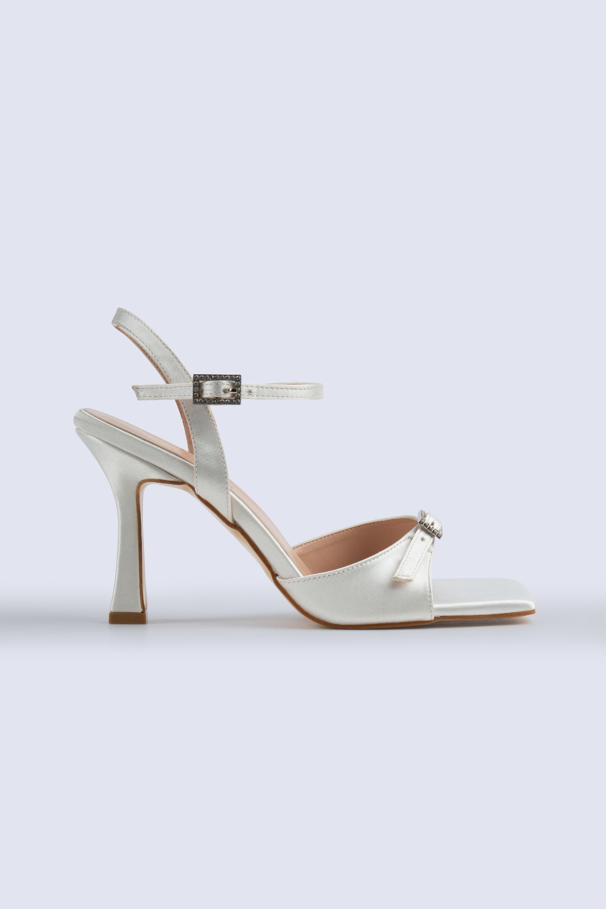 Cassia Single-Strap White Heeled Sandals