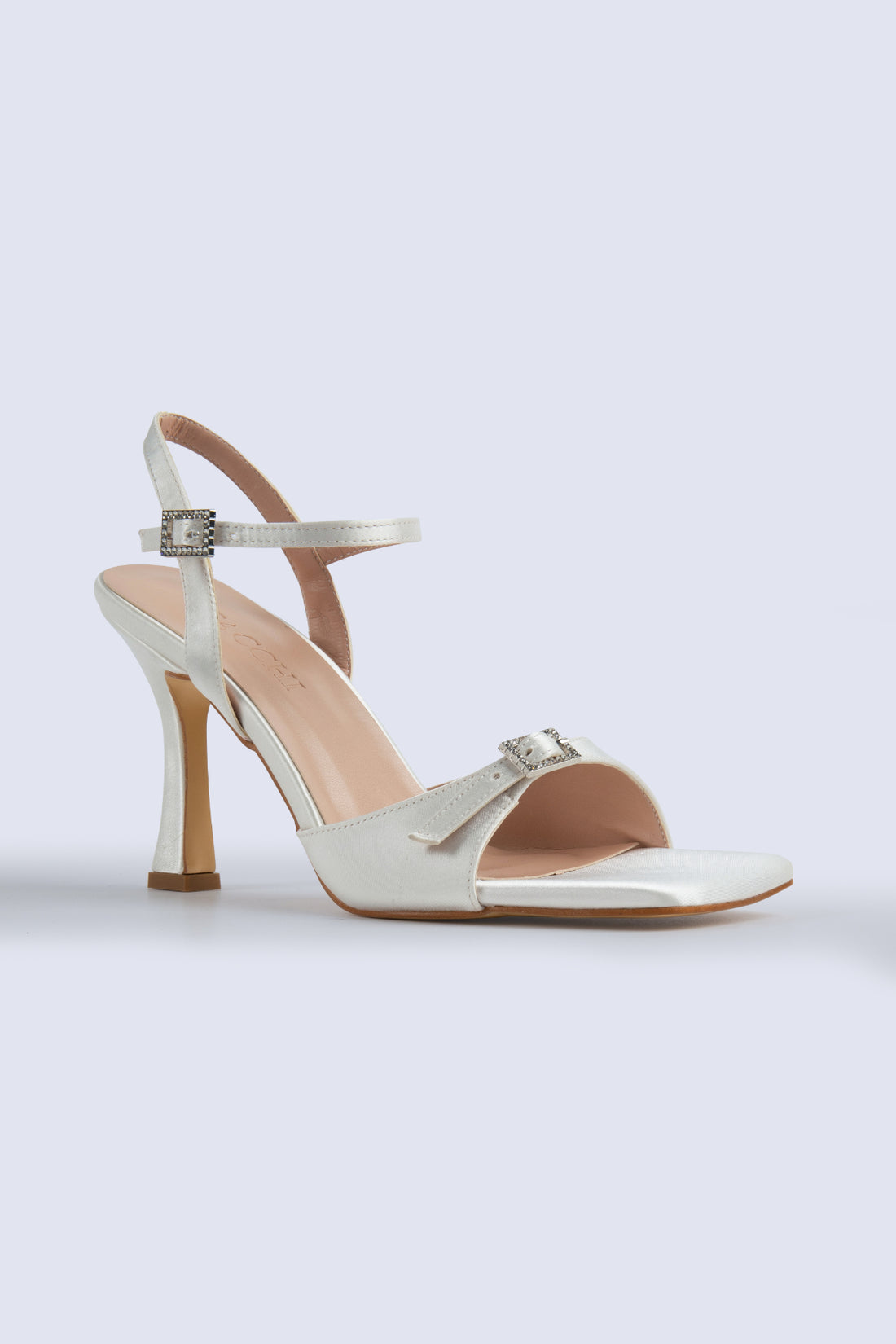 Cassia Single-Strap White Heeled Sandals