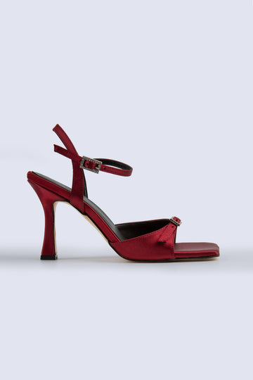 Cassia Single-Strap Burgundy Heeled Shoes