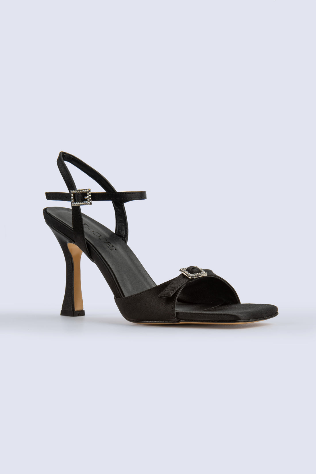 Cassia Single-Strap Black Heeled Shoes