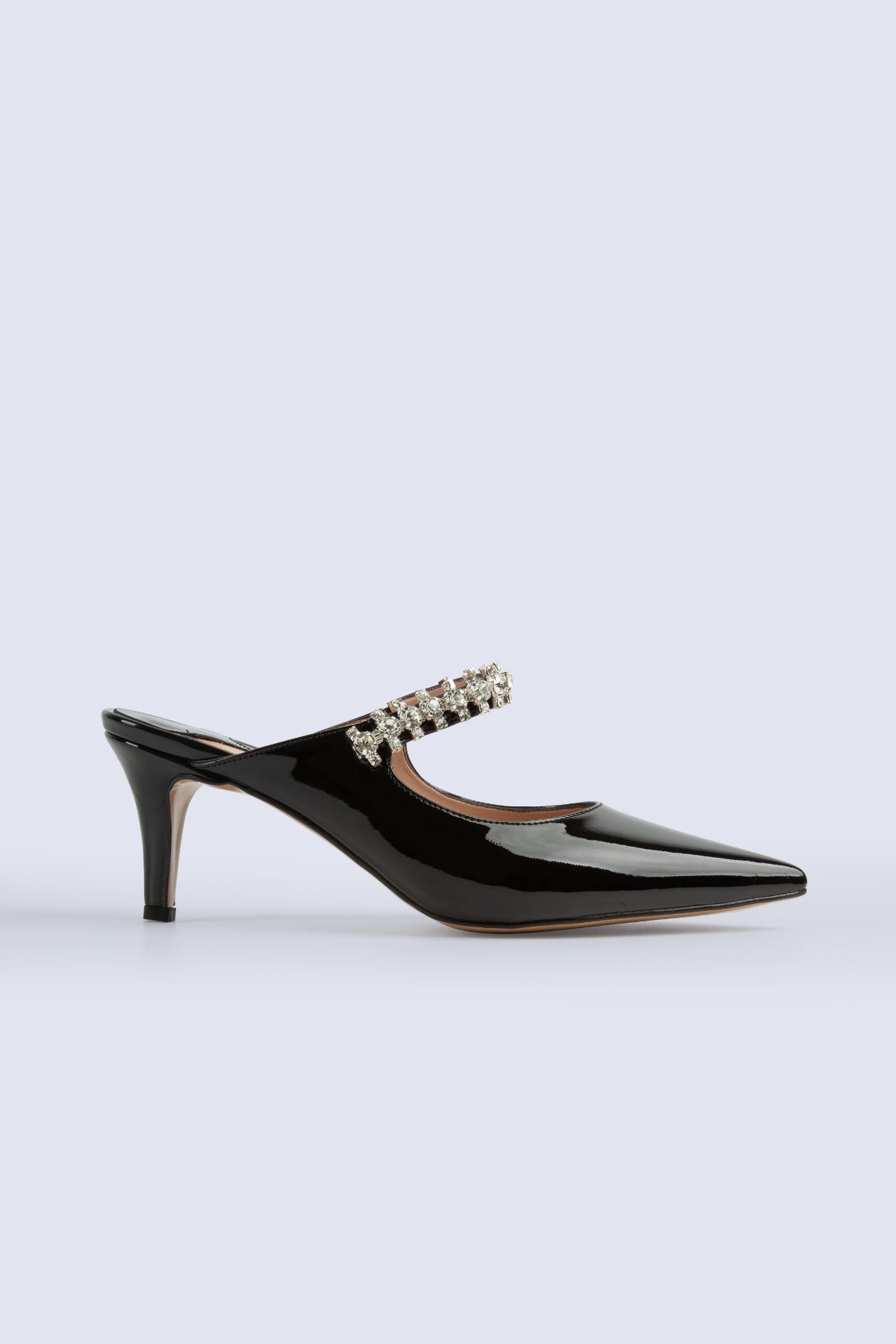 Valentina Belt Stone-Detail Black Evening Shoes